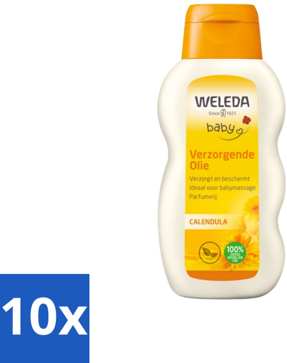 Image of 10 x WELEDA - Verzorgende olie - Baby & Kind Calendula - 200 ml - Gevoelige Babyhuid - Baby Massageolie - Bio Babyolie