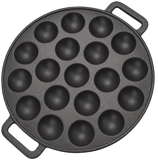 Chefino Poffertjespan Gietijzer 24 cm – 19 Poffertjes Tegelijk – Geschikt voor Gas, Inductie, Keramisch en Oven – BPA-vrij, Anti-aanbaklaag