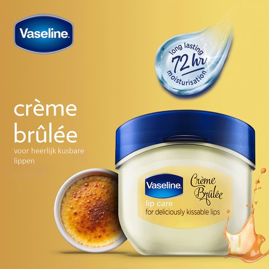 Vaseline Crème Brûlée lip care voor heerlijk kuskbare lippen, met crème brûlée en een splash saus