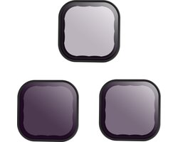 Telesin ND8/16/32 Lens Filter Kit voor GoPro Hero 9/10/11/12 Black – Met 28-laagse Coating – Water- & Krasbestendig – Duits Schott Glas & Aluminium – Zwart