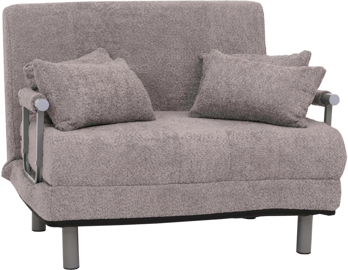 MCW K29 fauteuil slaapbank, opklapbare fauteuil slaapbank logeerbed, ligoppervlak 190x100cm, stof bouclé (500g/m²) ~ donkergrijs