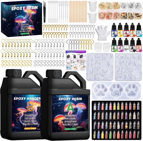 Epoxy Starterspakket XL - Epoxy Giethars - Epoxy Hars - Epoxy Lijm - Epoxy Set - DIY Sieraden Maken - Epoxy Starterskit Voor Oorbellen - Giethars - Sieraden Maken Set - 1020 ml