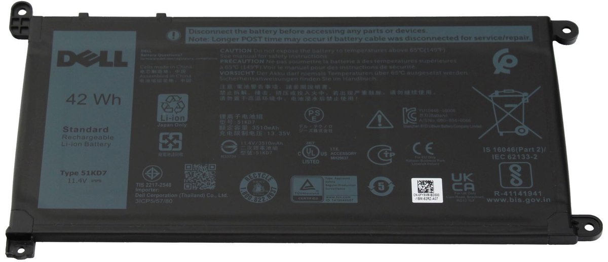 Dell CPL-FY8XM Batterij - 42Wh