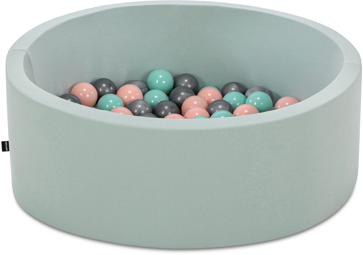 Asir Ballenbak voor baby’s – mint – 150 ballen in mint, roze en grijs – 85 x 85 x 30 cm