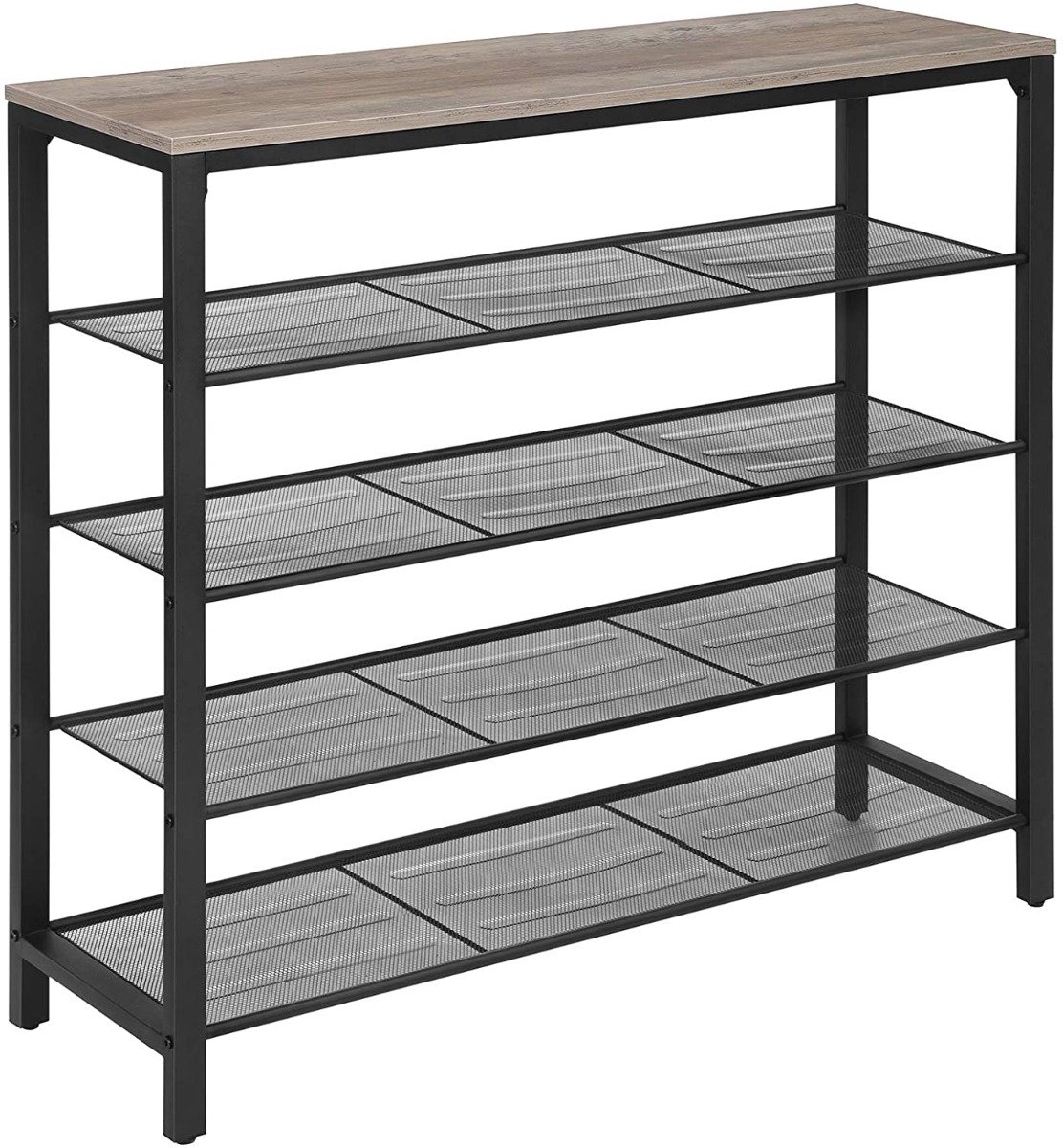 Hoppa! Schoenenrek - Greige/Zwart - Spaanplaat/Staal - 100 x 30 x 92,5 cm (B x D x H)
