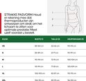 Maattabel voor thermokleding met lichaamsschema. 'Strakke pasvorm'.