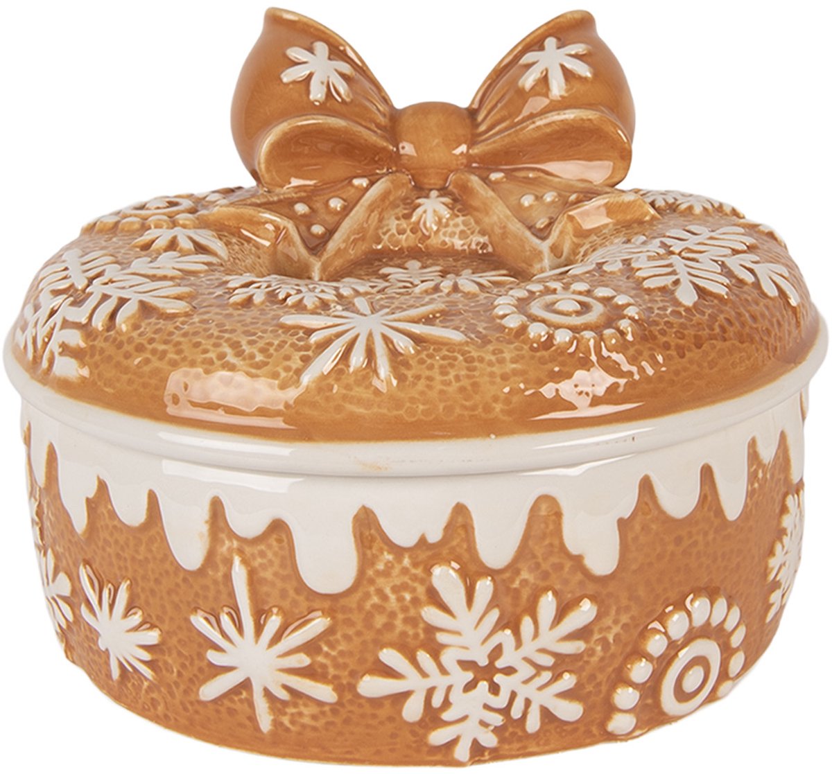 Clayre & Eef Voorraadpot Deksel Ø 20x13 cm Bruin Keramiek
