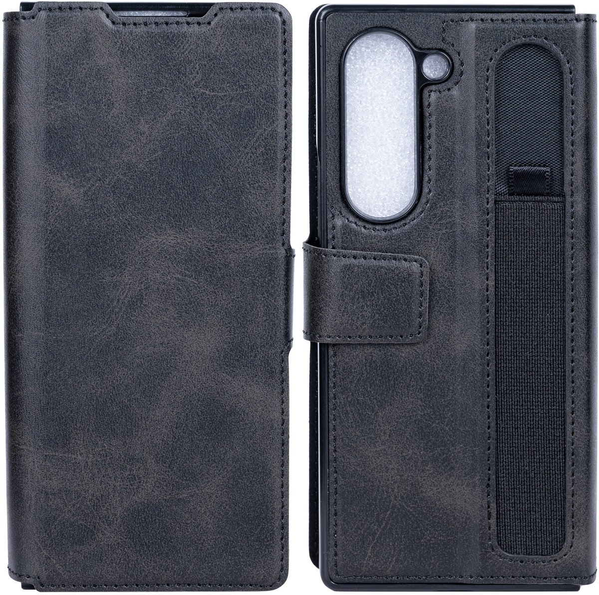 Rixus Wallet Case With Pen Holder For Samsung Galaxy Z Fold6 Black