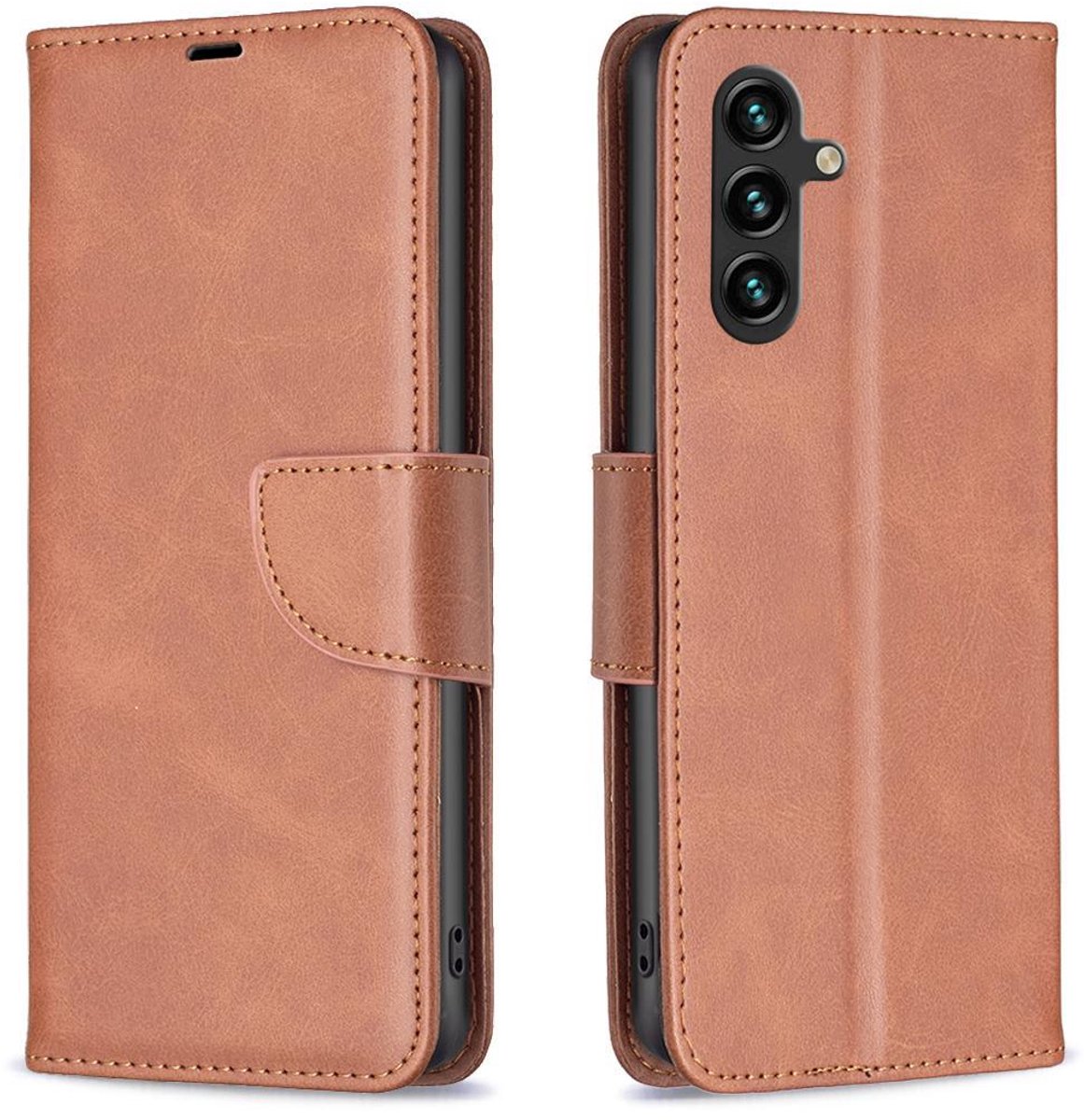 Mobigear Telefoonhoesje geschikt voor Samsung Galaxy S25 FE Hoesje | Mobigear Excellent Bookcase Portemonnee | Pasjeshouder voor 3 Pasjes | Telefoonhoesje voor Pinpas / OV Kaart / Rijbewijs - Bruin