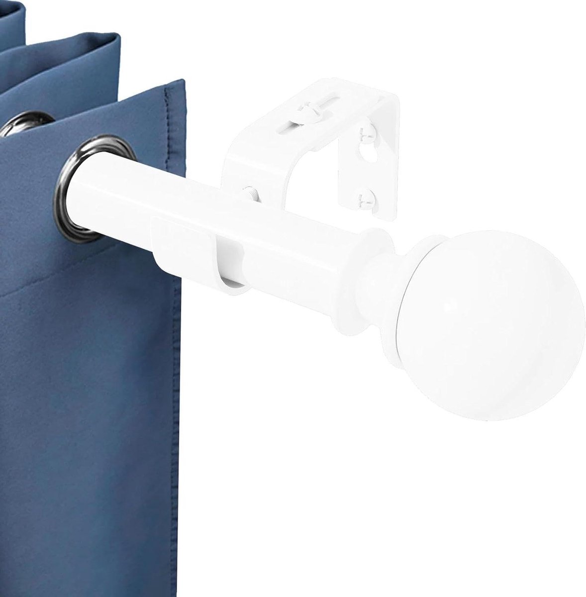 Allecto plus - Witte Gordijnroede met Ronde Eindstukken en Ringen - Voor Slaapkamer, Eetkamer, Woonkamer