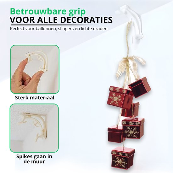 Pinces à guirlandes Daily Essentialz pour Guirlandes et drapeaux suspendues - Pince à guirlande - Crochets à guirlande - Décorations d'anniversaire - 10 pièces