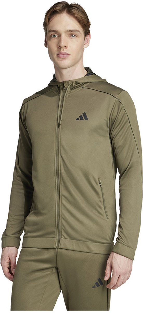 Adidas Train Essentials Seasonals Sweatshirt Met Rits Man Olijf