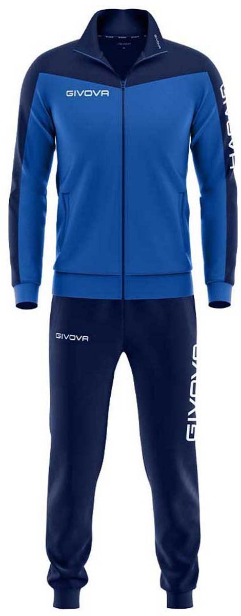 GIVOVA Roma trainingspak in blauw voor jongens, met ritsjack en broek, ontworpen voor comfort en prestaties.