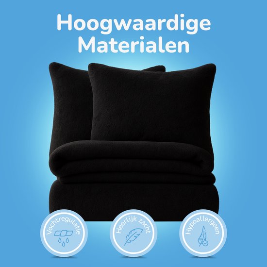Decoware® Teddy fleece dekbedovertrek - Zwart - 140x220 + 60x70 cm van Decoware — afbeelding 2
