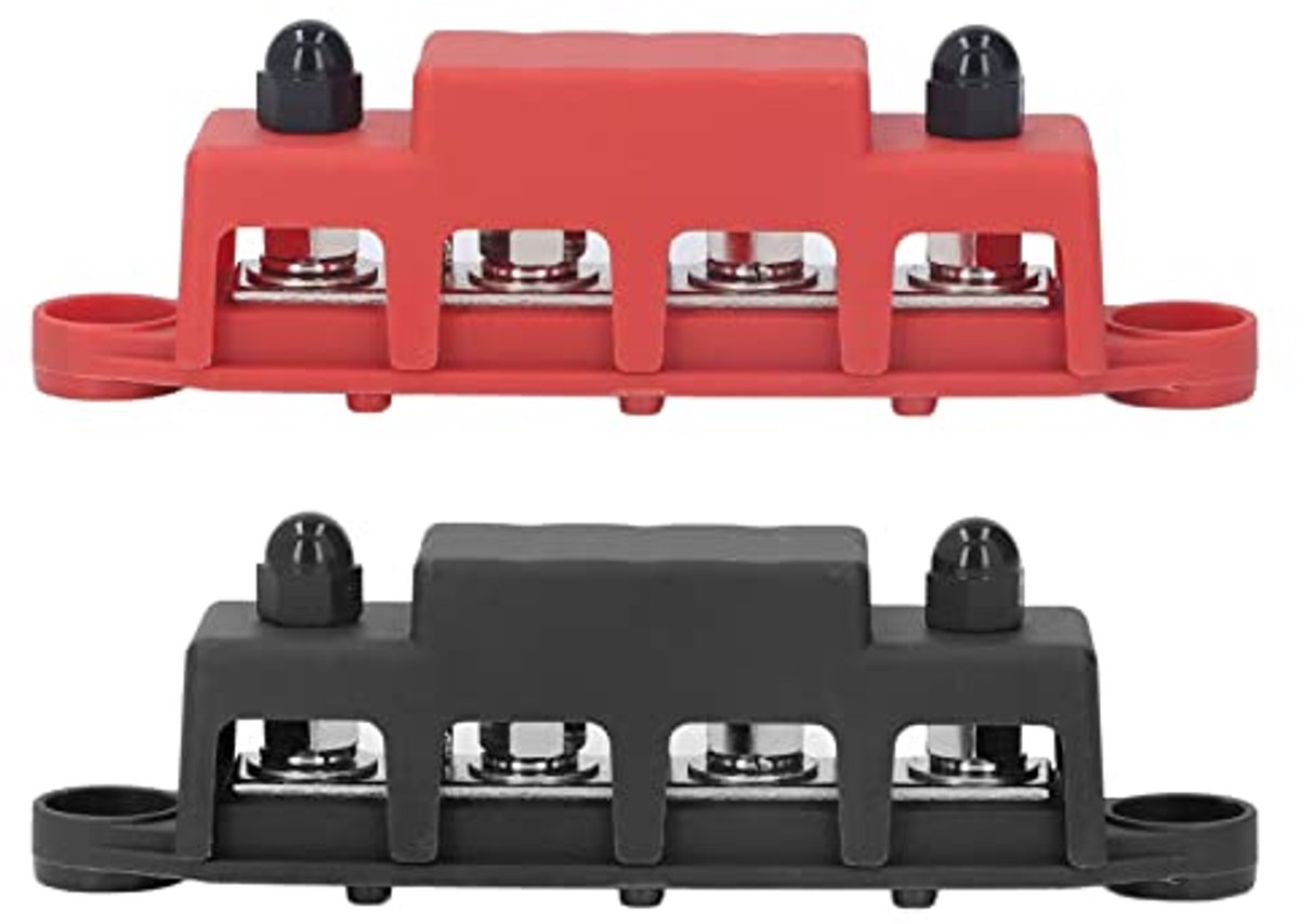 Stroomverdeelblok voor auto's en campers - 2 stuks, DC48V, 250A, M8-schroef, 4 terminals