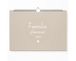 Fyllbooks - Familiekalender 2026 - Universeel - A4 Formaat - Beige