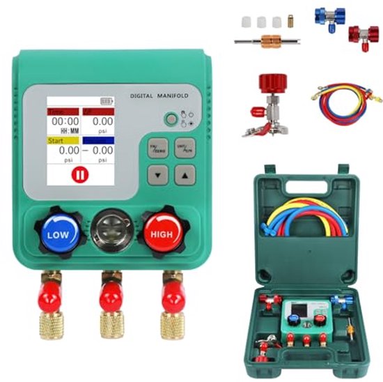 KAISAL Digitale Kältemittel Monteurhilfe Set für 92 Kühlmittel R32 R134A R22 R410A R1234YF HVAC Messgeräte Dualer Stresstest Manifold Gauge KAISAL Digitale Kältemittel Monteurhilfe Set für 92 Kühlmittel R32 R134A R22 R410A R1234YF HVAC Messgeräte Dualer Stresstest Manifold Gauge