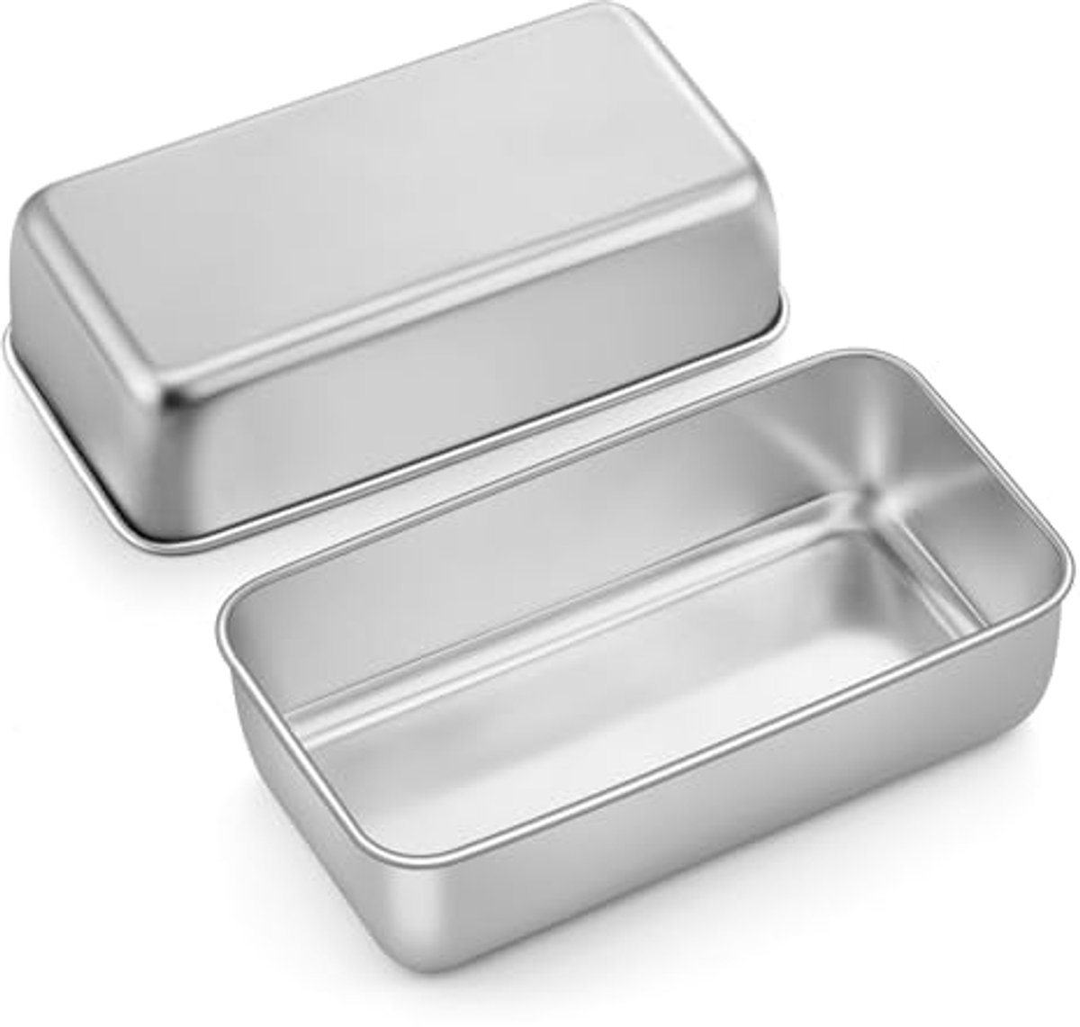 Roestvrijstalen rechthoekige broodbakvorm set van 2 - Perfect voor brood en gebak, vaatwasmachinebestendig