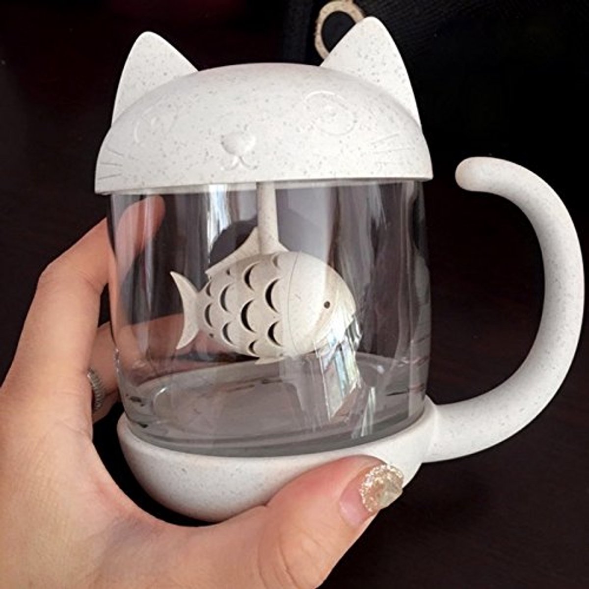 Glazen theebeker met vis thee infuser en zeef, 250 ml — cadeau in Kookcadeaus - foto 5