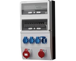 Stroomverdeler met 4x230V en 1x32A CEE Stopcontacten voor Bouwstroom