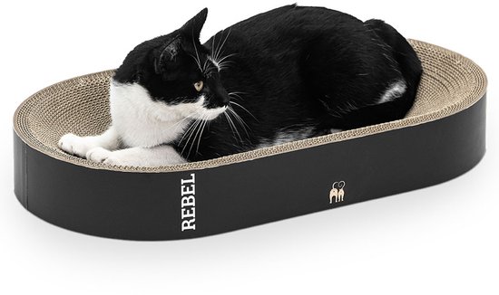 Petrebels Krabkarton voor Katten - Oliver 61 - Zwart - Stevig Karton - Design Krabplank - 63 x 35 x 10 cm