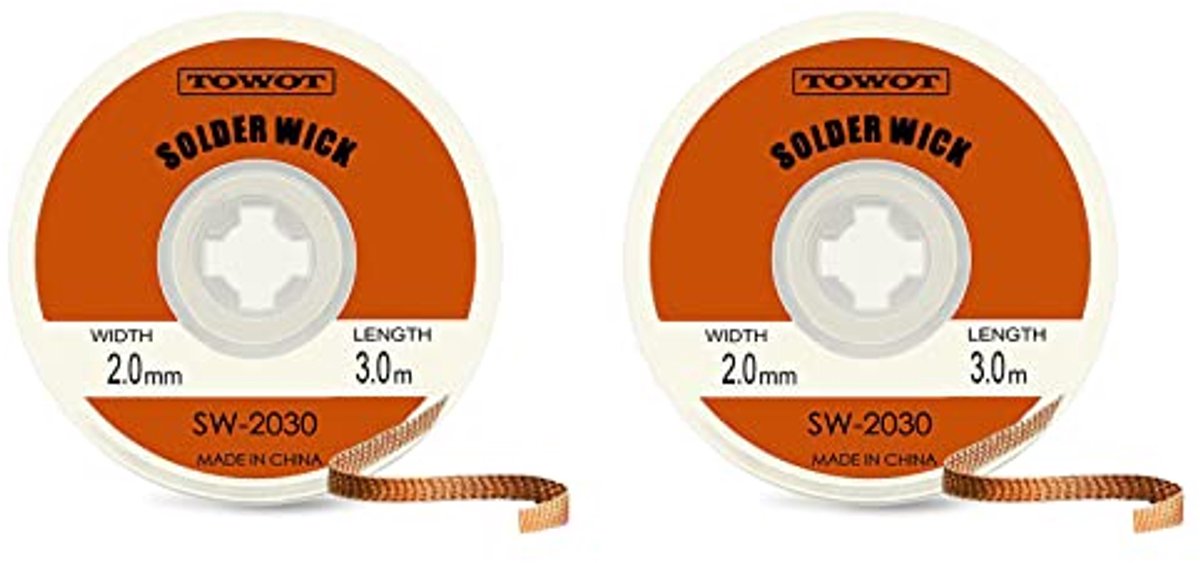 Soldeerlont voor het Verwijderen van Soldeer en Componenten - Koperen Vlecht, 2 Lonten 20 mm x 3 m