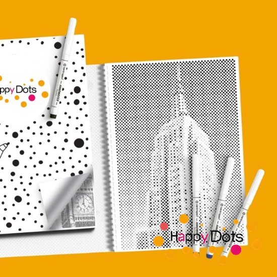 HappyDots DOT Peinture Livre de Coloriage Bâtiments Célèbres - 20 peintures en pointillés