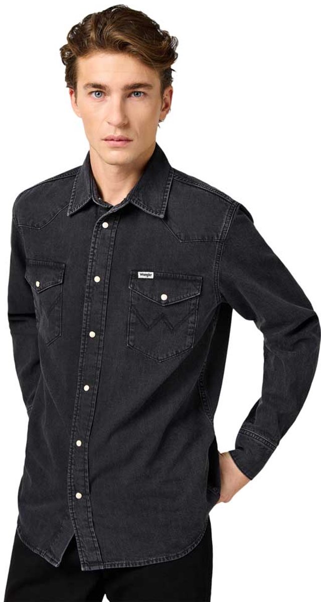 Wrangler 112362906 Overhemd Met Lange Mouwen 4XL Man Zwart
