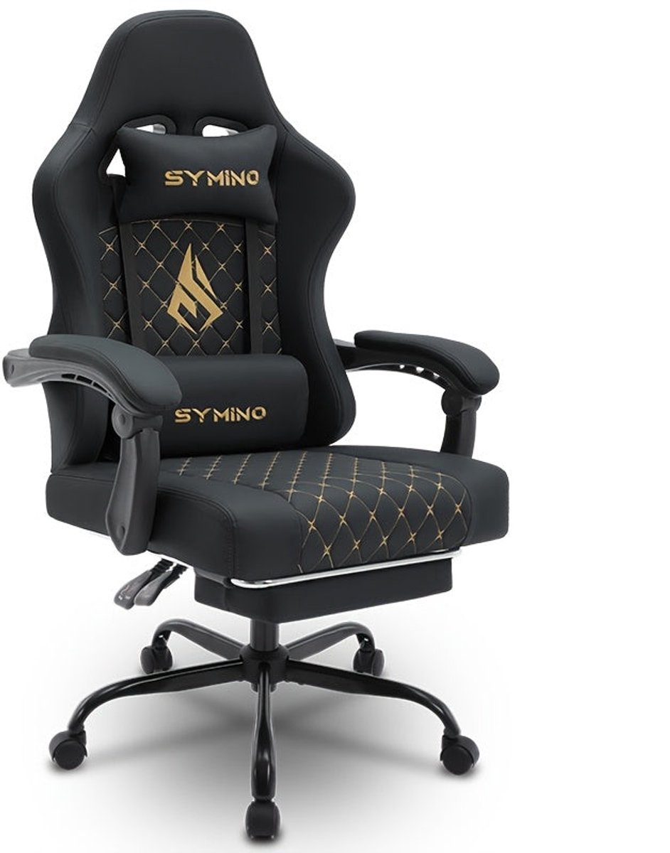 Gamingstoel – Gamestoel – Gaming Chair – Gamestoel Bureaustoel – Game Stoel – Ergonomisch Design – Verstelbare Voetensteun – Memory Foam – Zwart Kunstleer