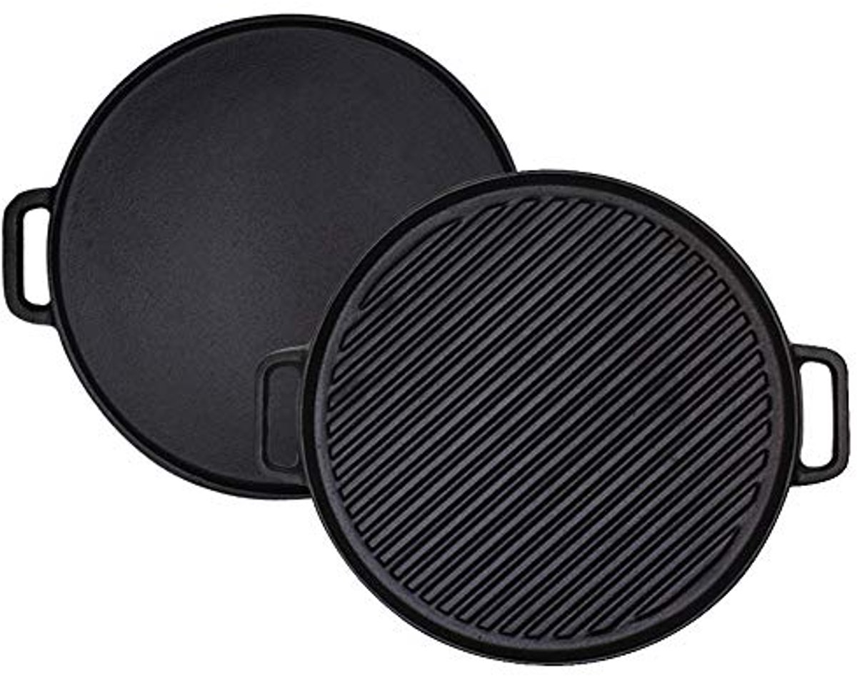 Omkeerbare 12-Inch Dubbele Handled Gietijzeren Grill/Bakplaat