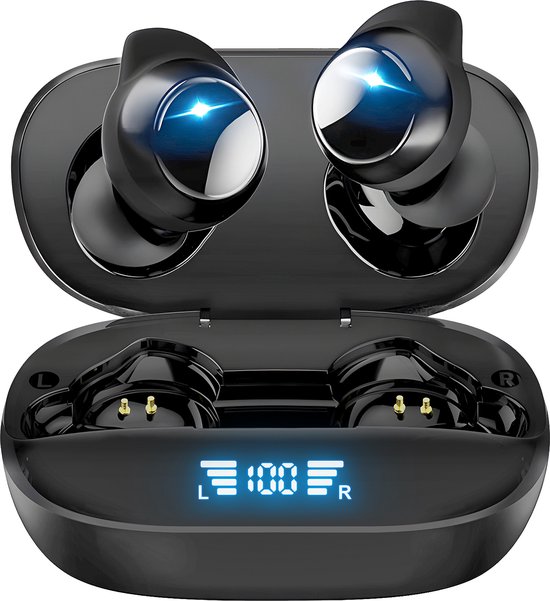 Siltcon® SoundWave Pro Sport - Volledig Draadloze Oordopjes – Oortjes Draadloos – Oordopjes – Oortjes - Bluetooth Oordopjes - Noise cancelling - Universeel - BT 5.3 - 48u op 1 lading - Blijven altijd zitten - Zwart