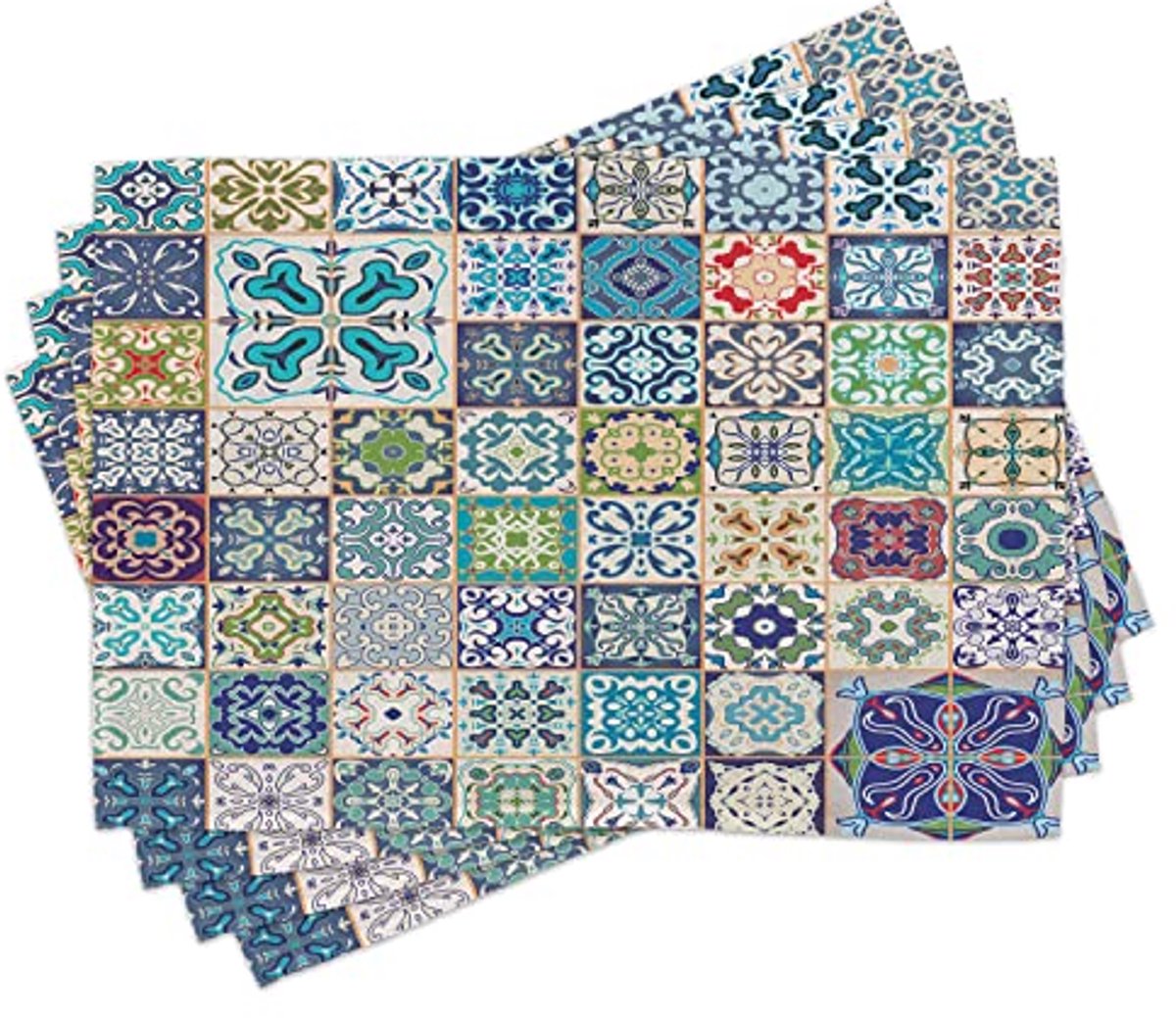Flora Wasbare Stoffen Placemat Set van 4 voor Eettafel - Veelkleurige Decoratie