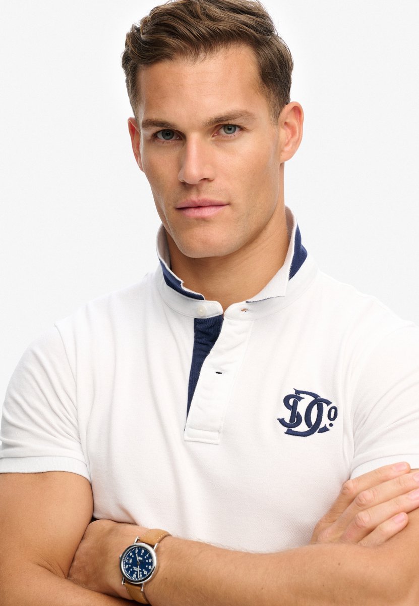 Superdry Poloshirt Pique Monogram Polo Shirt M1110465a Optic/darkest Mannen Wit