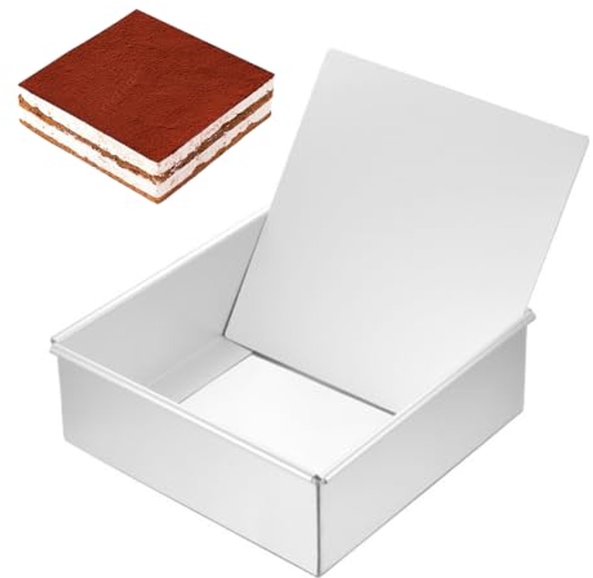 Bakvorm Vierkant 20 cm - Antiaanbaklaag & Losse Bodem voor Taarten