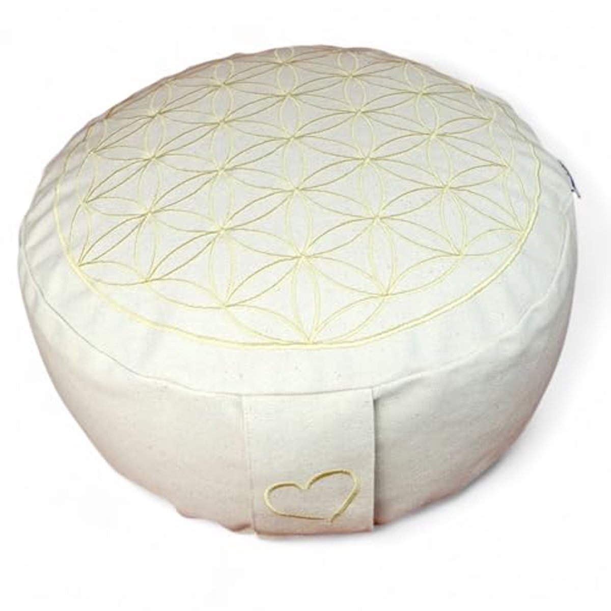 Yoga Kussen Meditatiekussen met Borduursel van de Bloem des Levens - 33 x 15 cm, Biologisch Speltvulling, Katoen, Wasbaar