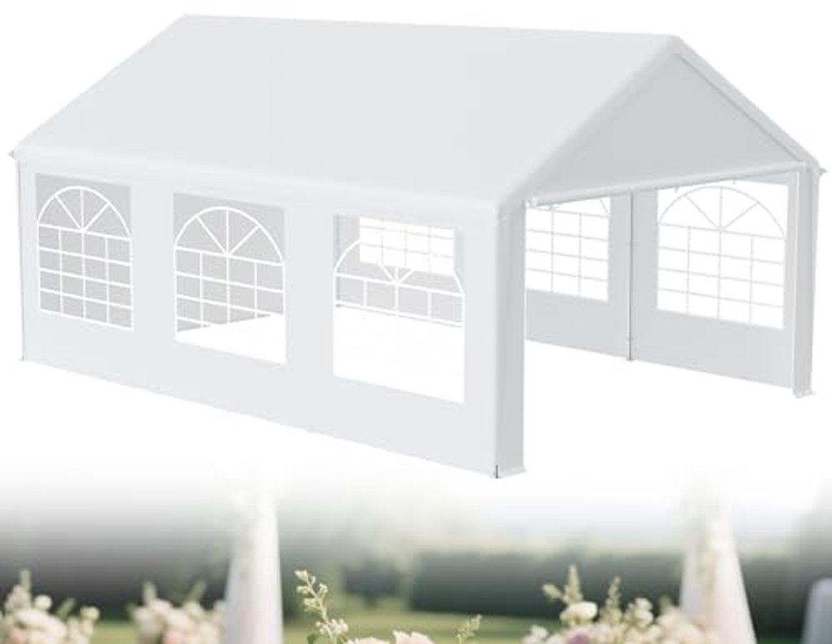 Partytent 4x6m Waterdicht met UV-bescherming en Uitneembare Zijpanelen - Ideaal voor Tuinfeesten en Bruiloften
