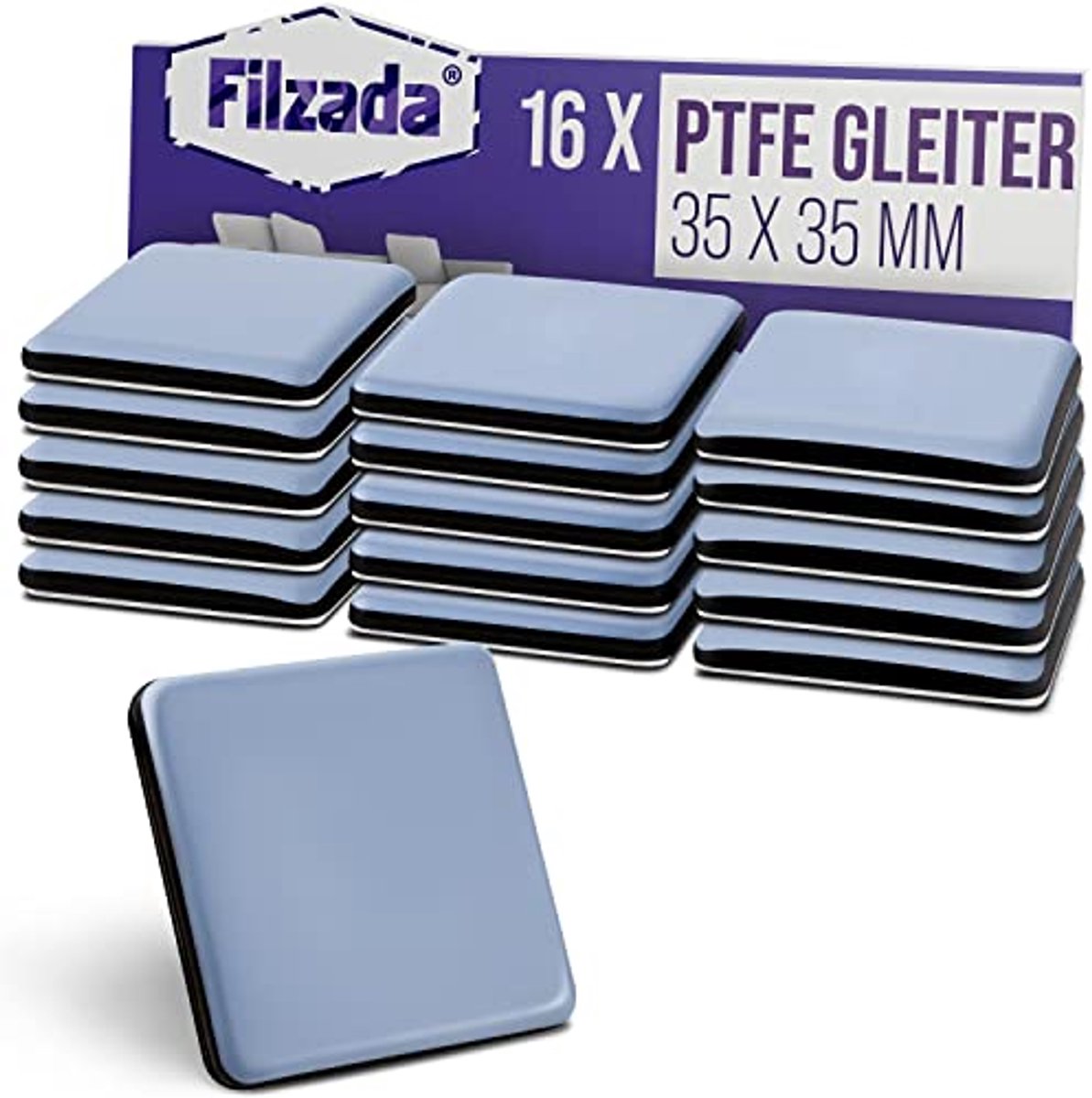 16x Teflon glijders 35x35mm zelfklevend - Professionele meubelglijders