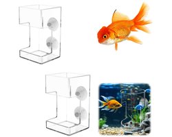 2-Stuks Aquarium Feeder - Drijvende Ring met Anti-Drift Feeder - Aquarium Feeder met Zuignap - Vierkante Feeder - Geschikt voor het Voeren van Schildpadden en Garnalen, Aquariumvoer - Transparant