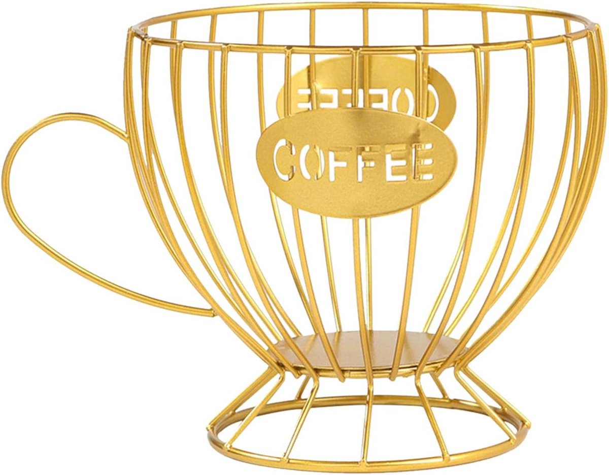 Mmgoqqt 1pc Iron Coffee Capsule Holder Decorative Basket With Stand Gold