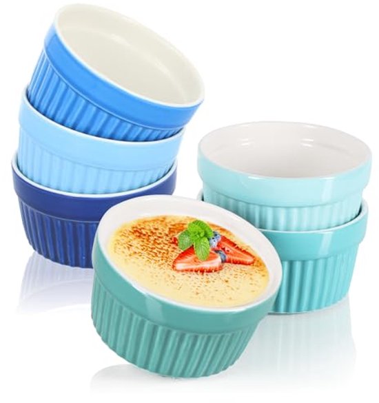 8er Set Soufflé Förmchen Porzellan Schälchen Jordan