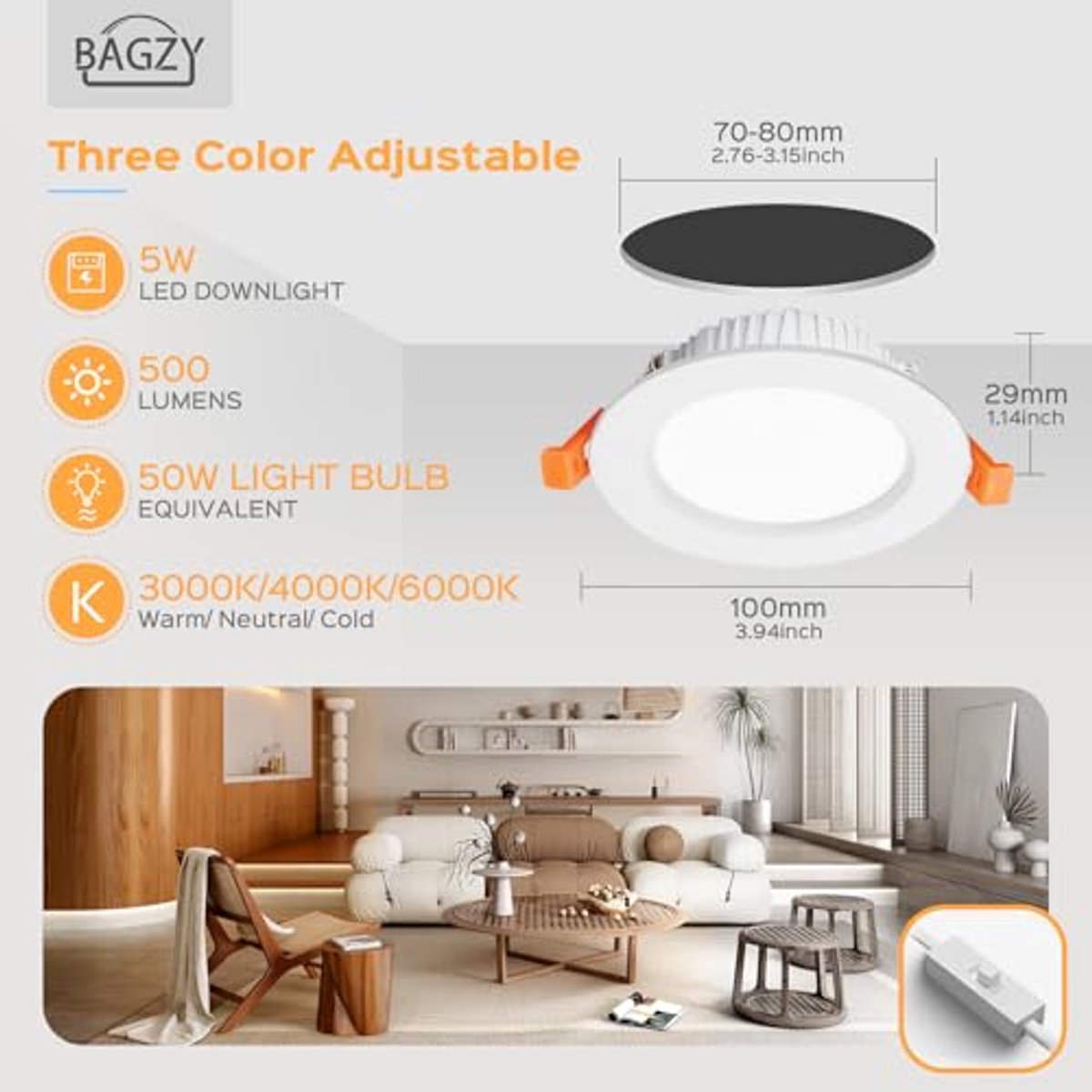 Ronde 5W LED Inbouwspot Plafondlamp 3000K/4000K/6000K - Verlichting voor Badkamer, Keuken en Kantoor