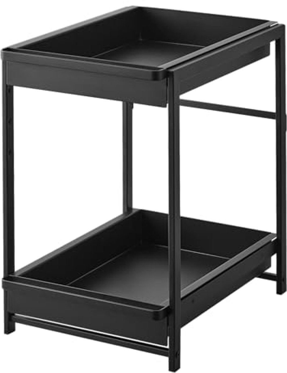 Minimalistisch 2-laags spoelkastrek met uittrekbare planken - Zwart