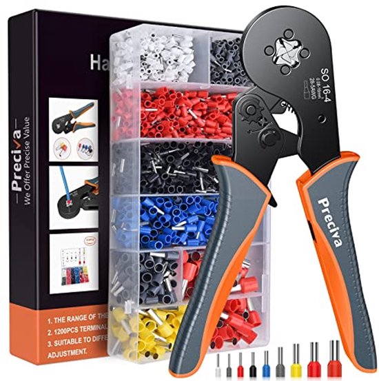 Pince à sertir pour ferrules Bootlace avec 1 200 ferrules – Pour connexions de fils de 0