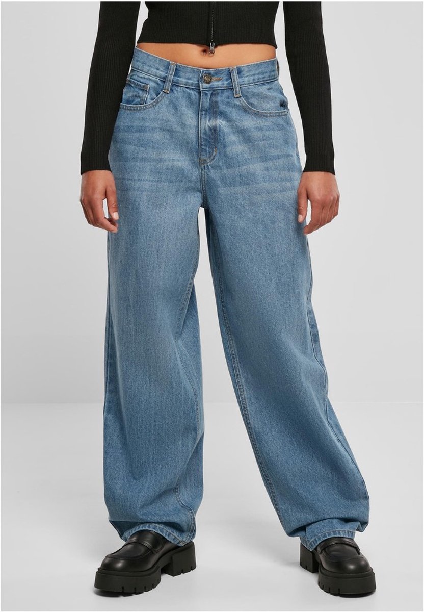 Urban Classics High Waist 90´S Wide Leg Wijde broek Taille 30 inch Blauw