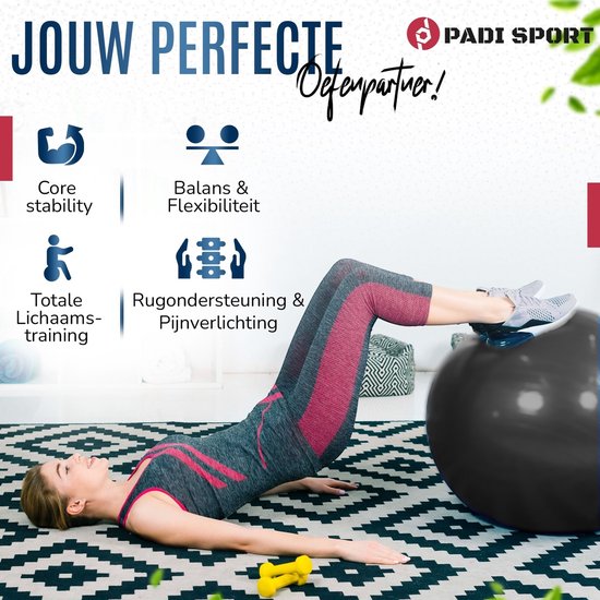 Padisport - Yoga bal - 65 cm - zwangerschapsbal - yoga bal inclusief pomp - fitnessbal - pilates bal - yoga bal zilver - yoga bal 65 cm - yoga - fitness - zilver van Padisport — afbeelding 2