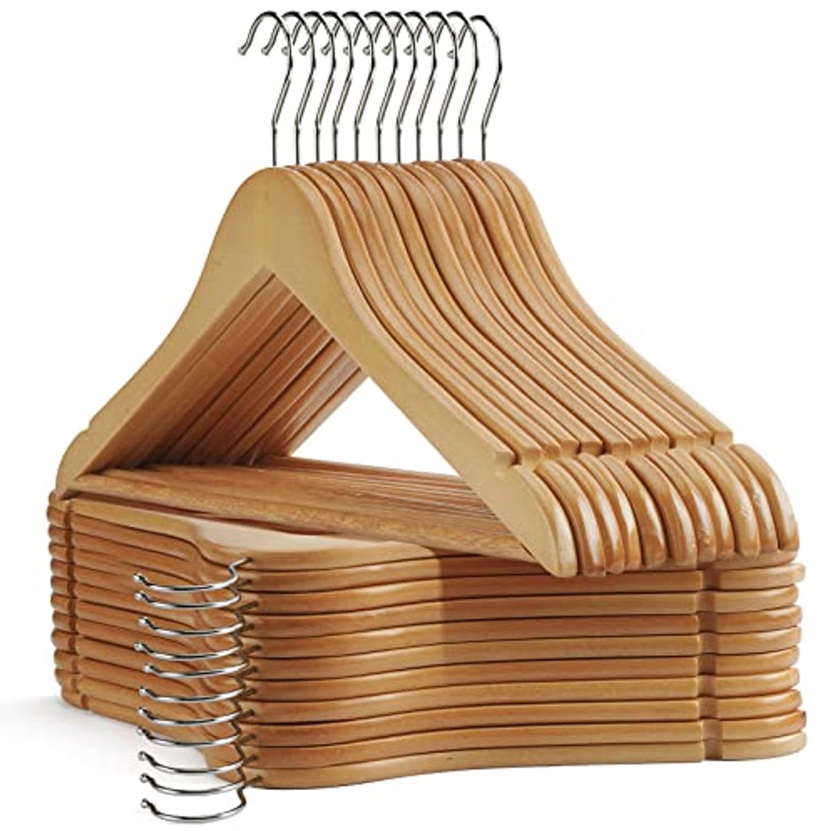 Houten Kledinghanger 30-Pack voor Kleding en Kostuums - Natuurlijke Afwerking