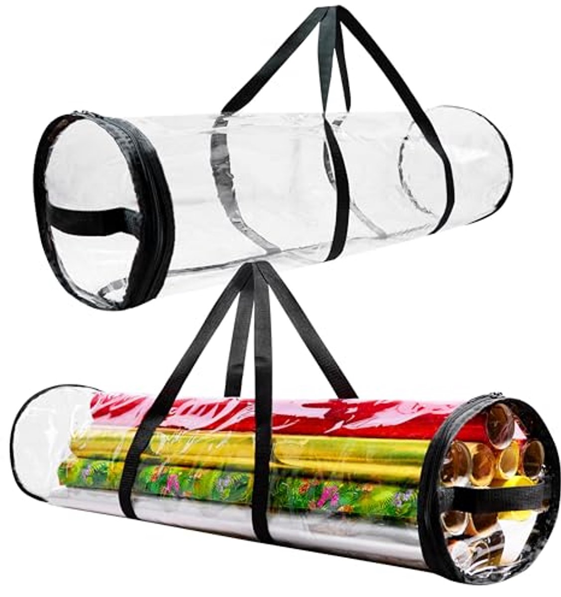 Kerst Inpakpapier Opbergtas met Rits - Waterdichte Geschenkverpakking Tas met Handgrepen