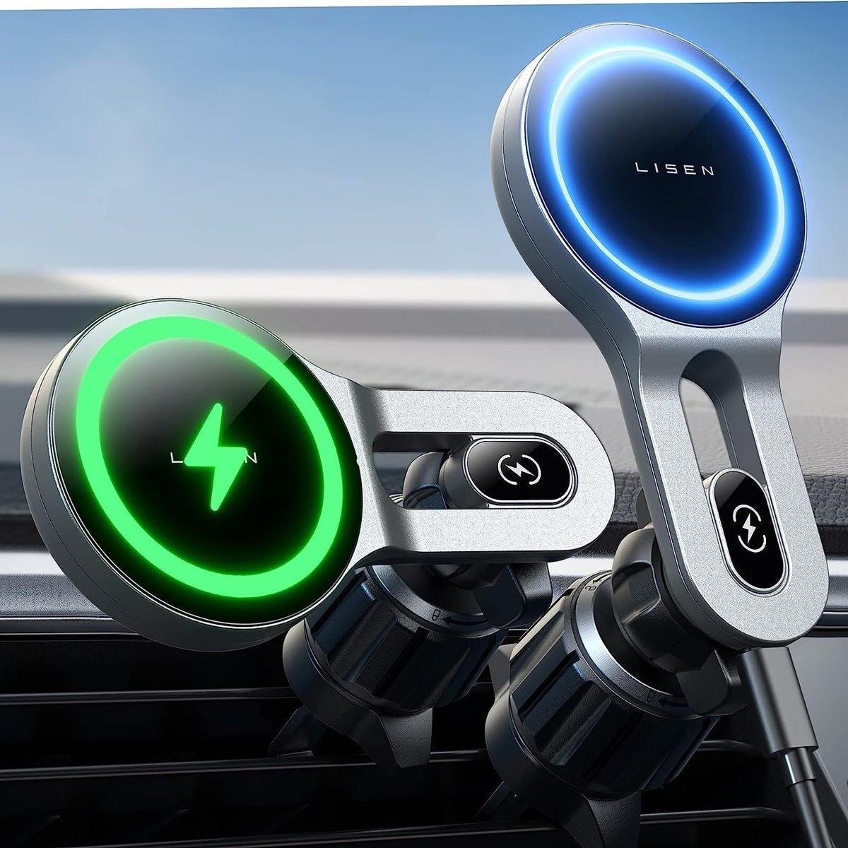 Nieuw! 2026 LISEN MagSafe Auto Oplader 15W – Magnetische Draadloze Telefoonhouder voor iPhone 17/16/15/14/13/12 Pro Max – Snelle Draadloze Autolader – Ventilatiehouder – Sterke Magneet – Verstelbaar & Stabiel – Premium Kwaliteit