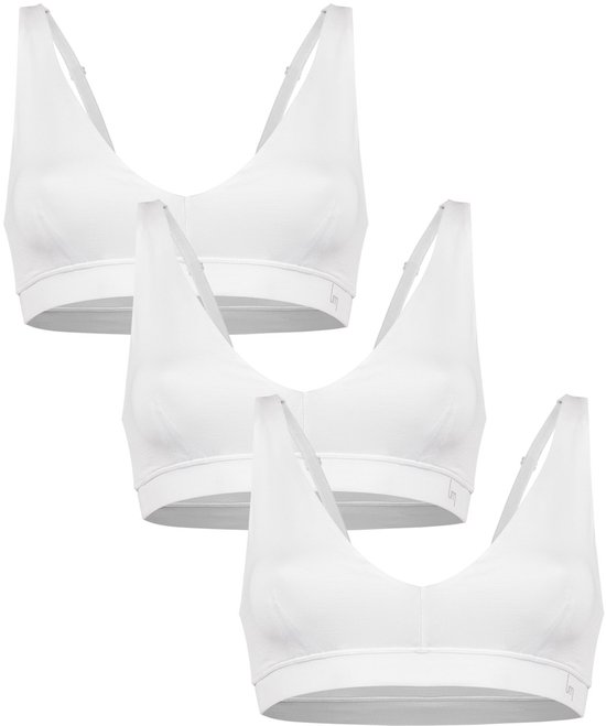 Undiemeister Bralette Top Dames - 3-Pack - Chalk White (Wit) - Beha Perfecte Pasvorm - Zijdezachte Ademende Stof - Geen Labels - Basic BH - Tencel - Bralette - Maat L