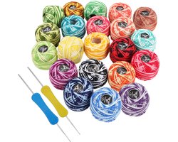Kurtzy Kleurrijk Haak Garen (42 Ballen) – 2 Haaknaalden Inbegrepen (3 & 4mm) – Elke Draadbal Weegt 10g – Totaal van 1806m Gekleurd Katoenen Garen